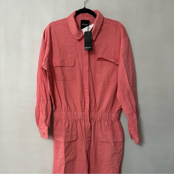NASTYGAL pink denim boiler jumpsuit - Picture 2 of 3
